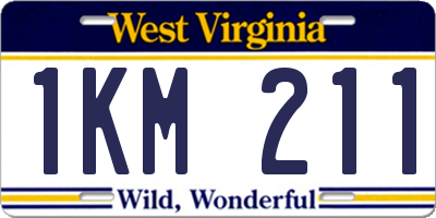 WV license plate 1KM211