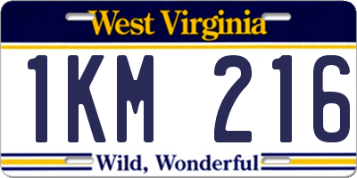 WV license plate 1KM216