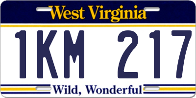 WV license plate 1KM217