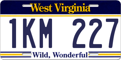 WV license plate 1KM227