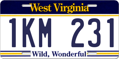 WV license plate 1KM231