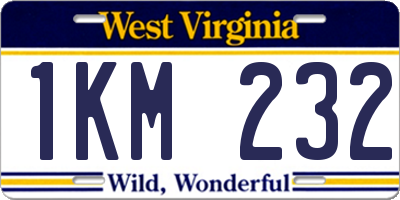 WV license plate 1KM232