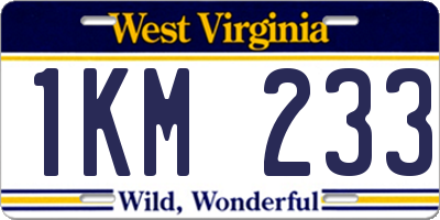 WV license plate 1KM233