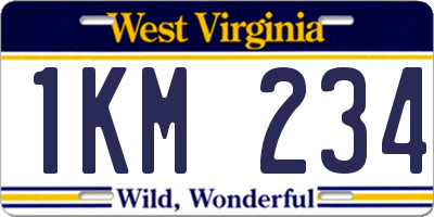 WV license plate 1KM234