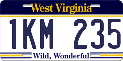 WV license plate 1KM235