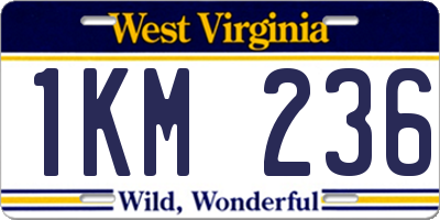 WV license plate 1KM236