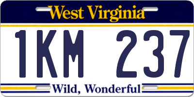 WV license plate 1KM237