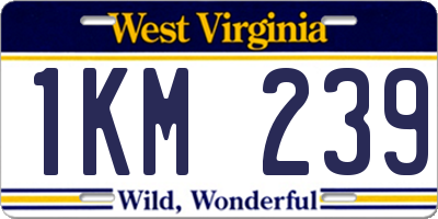 WV license plate 1KM239