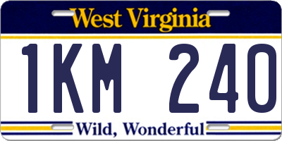 WV license plate 1KM240