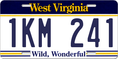 WV license plate 1KM241