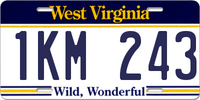 WV license plate 1KM243