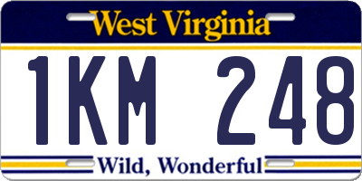 WV license plate 1KM248