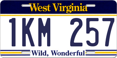 WV license plate 1KM257