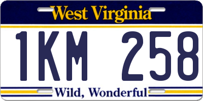 WV license plate 1KM258