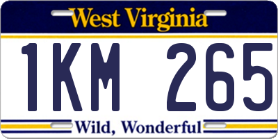 WV license plate 1KM265