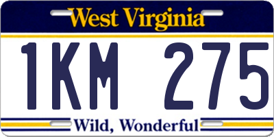 WV license plate 1KM275