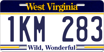 WV license plate 1KM283