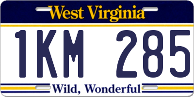 WV license plate 1KM285