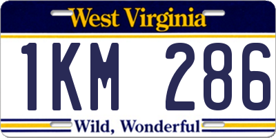 WV license plate 1KM286