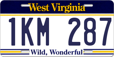 WV license plate 1KM287