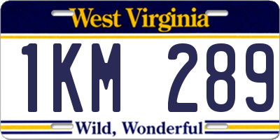 WV license plate 1KM289