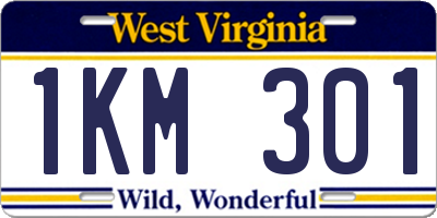 WV license plate 1KM301