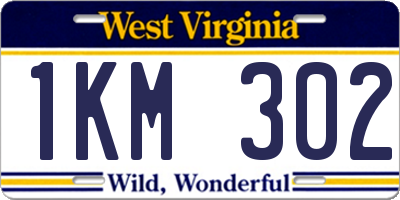 WV license plate 1KM302