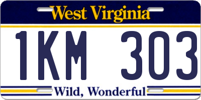 WV license plate 1KM303