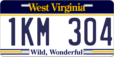 WV license plate 1KM304
