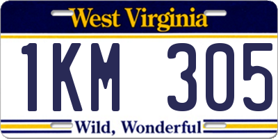 WV license plate 1KM305