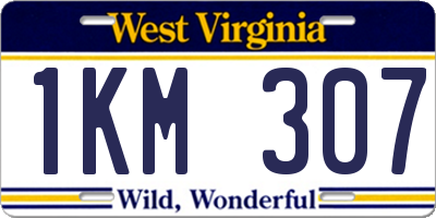 WV license plate 1KM307