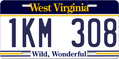 WV license plate 1KM308