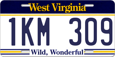 WV license plate 1KM309