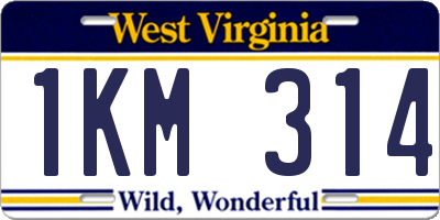 WV license plate 1KM314