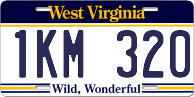 WV license plate 1KM320