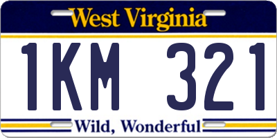 WV license plate 1KM321
