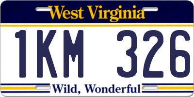 WV license plate 1KM326