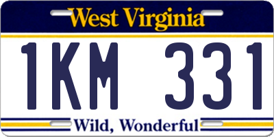 WV license plate 1KM331