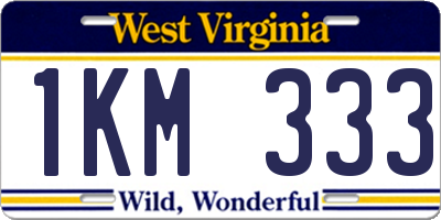 WV license plate 1KM333
