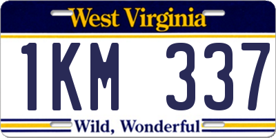 WV license plate 1KM337