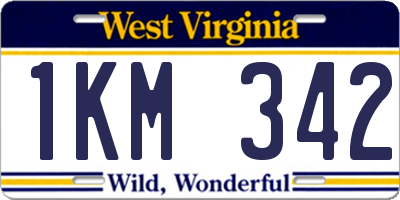 WV license plate 1KM342