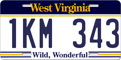 WV license plate 1KM343