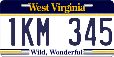 WV license plate 1KM345