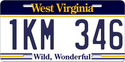 WV license plate 1KM346