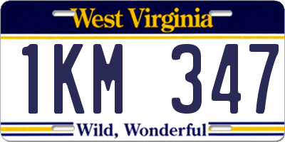 WV license plate 1KM347