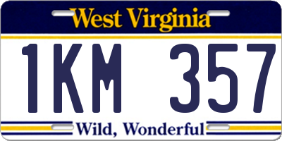 WV license plate 1KM357