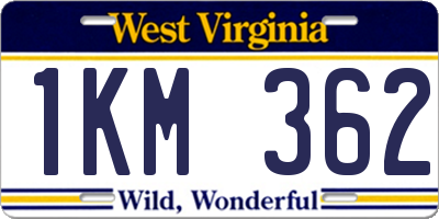 WV license plate 1KM362