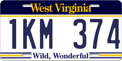 WV license plate 1KM374