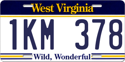 WV license plate 1KM378