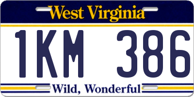 WV license plate 1KM386